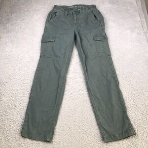 American Eagle Cargo Pants Womens 8R Green Canvas Straight Jeans‎ NEW